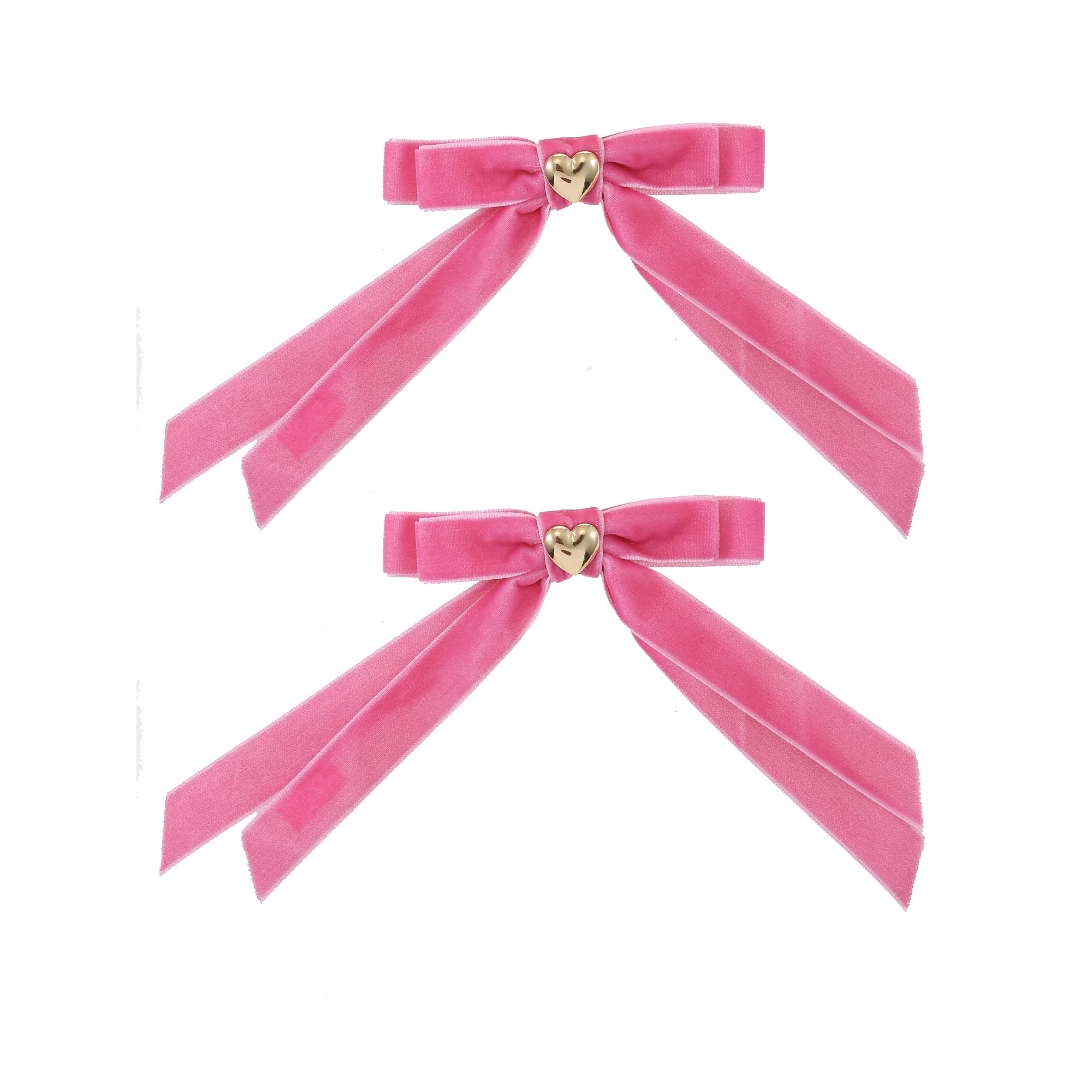 Packed Party Pink Velvet Hair Bows, 2 Hair Clips | Walmart (US)