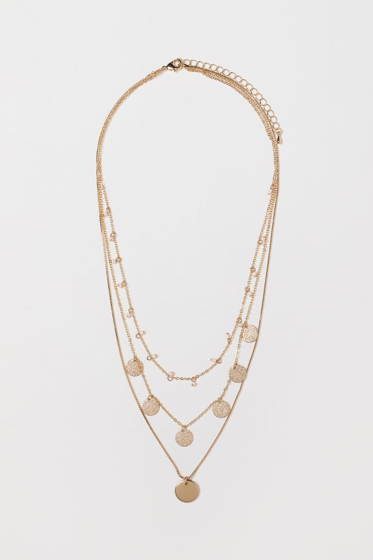 Dreireihige Kette - Goldfarben/Rosa Perlen - Ladies | H&M DE | H&M (DE, AT, CH, NL, FI)