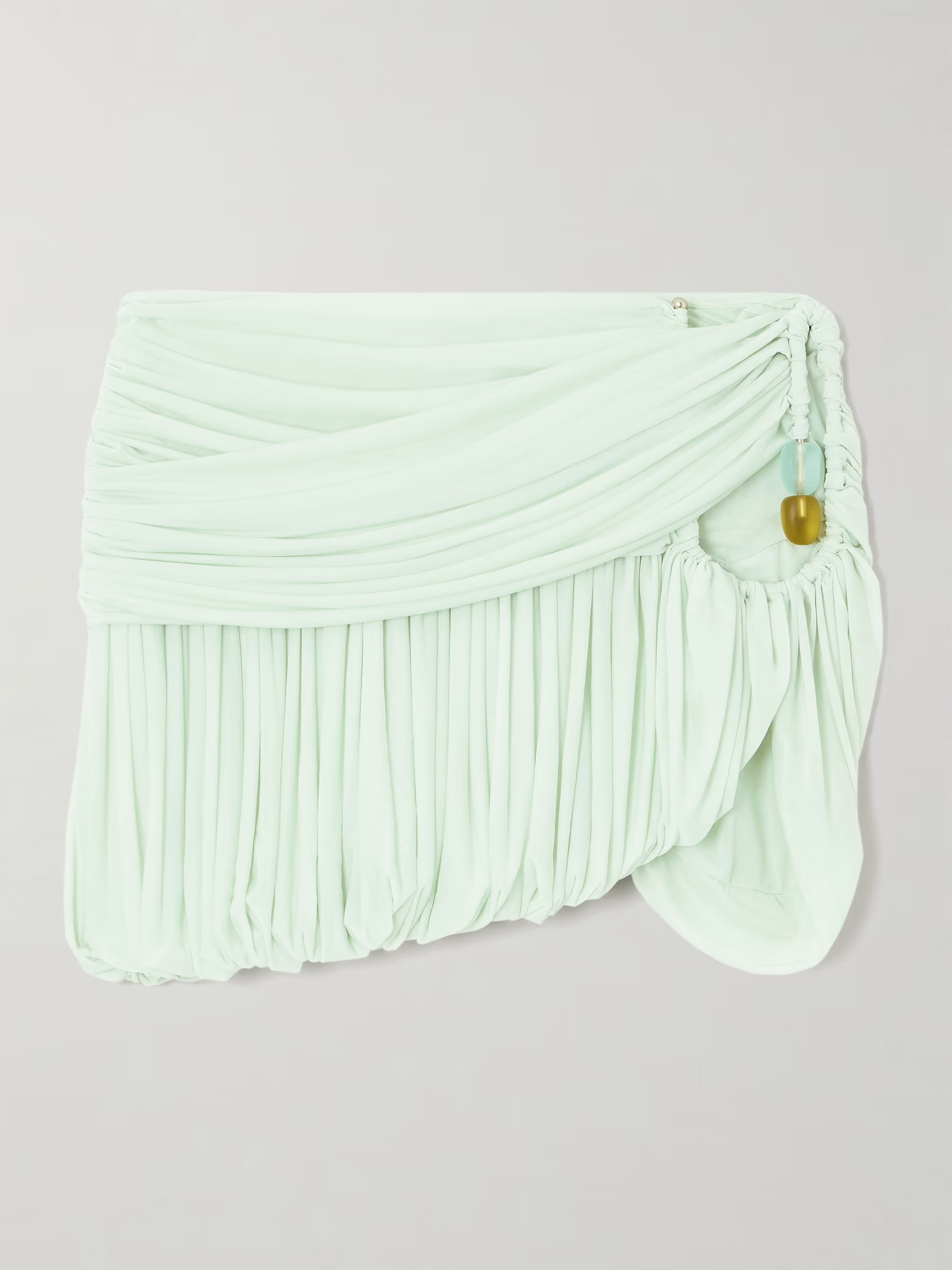 Embellished cutout ruched jersey mini skirt | NET-A-PORTER (UK & EU)