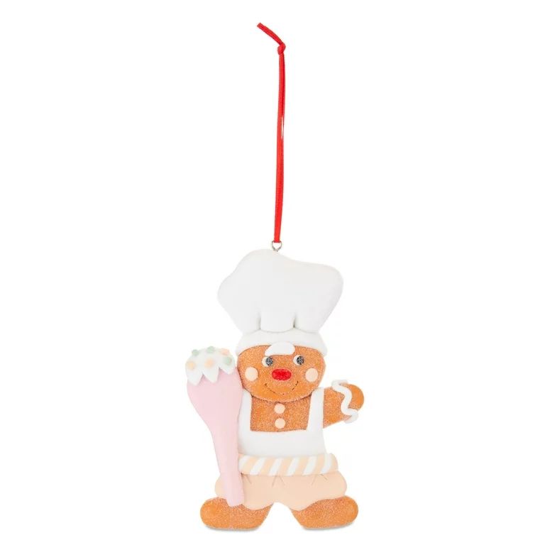 Blush Pink and White Clay Gingerbread Lady Decorative Ornament, 4.5 in, by Holiday Time | Walmart (US)