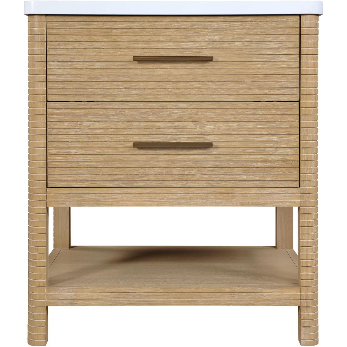 Oakwell 30" Natural Engineered Stone And Solid Wood Bathroom Vanity | Wayfair North America