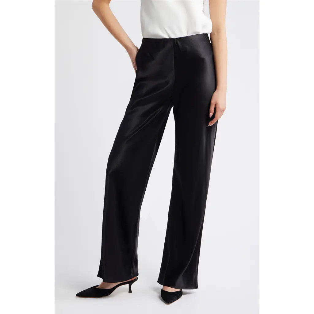 Rails Silvi Satin Pants in Black at Nordstrom, Size Large | Nordstrom