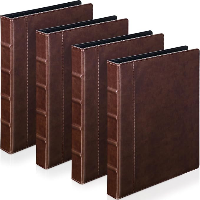 Yexiya 4 Pcs Vintage Hardback 3 Ring Binder Planner Portfolio Leather Round Ring Binder Organizer... | Amazon (US)