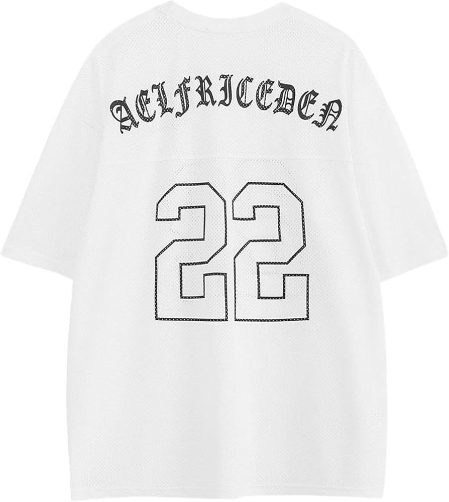 Aelfric Eden Mens Jersey Shirts Mesh Print Number Unisex Oversized Graphic Tees Short Sleeve Casu... | Amazon (US)