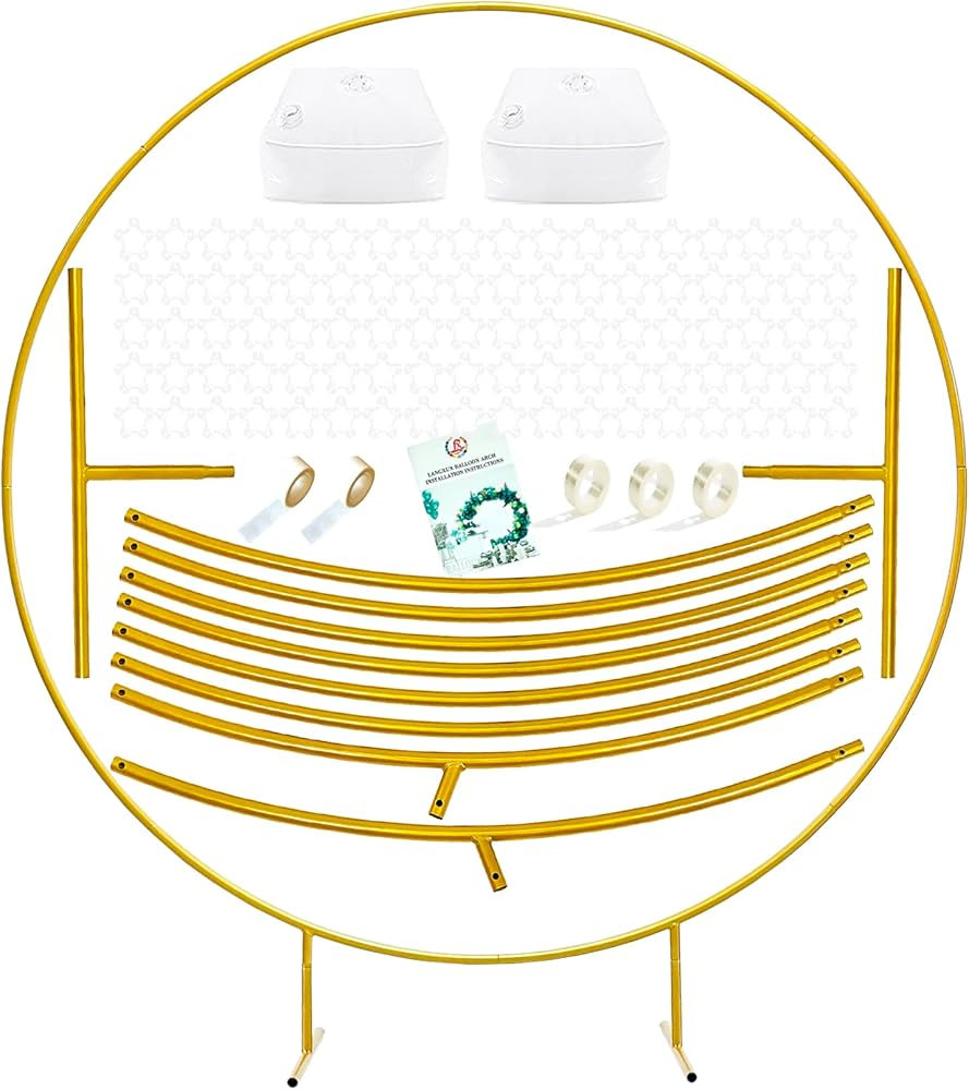 LANGXUN Large Size 7.2ft Gold Metal Round Balloon Arch kit Decoration, for Birthday Party Decorat... | Amazon (US)