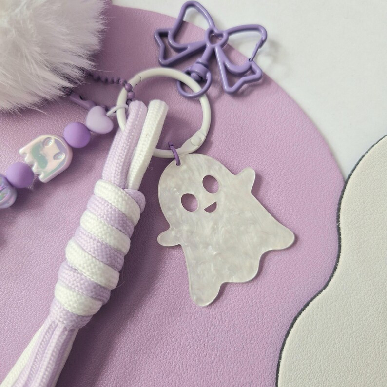Cute Kawaii Ghost Keychain Lilac Spooky Halloween Pastel Purple Charms Pumpkin Ghost Bow Keyring ... | Etsy (US)