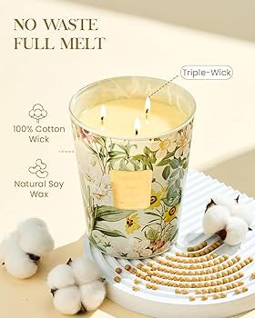 M&SENSE Extra Large Candle Sage Citrus Scented, 3-Wick 35oz 150H Long Lasting, Natural Soy Wax Ar... | Amazon (US)