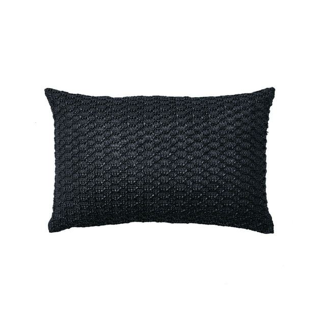 Better Homes & Gardens Hermosa Outdoor Decorative Throw Pillow, 13" x 19", Black, 1 Pillow | Walmart (US)