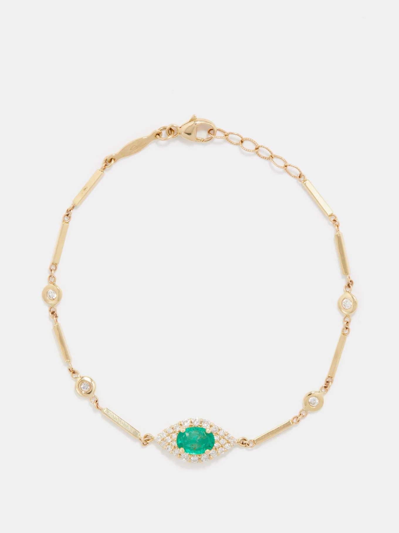 Evil Eye emerald, diamond & 14kt gold bracelet | Jacquie Aiche | Matches (US)