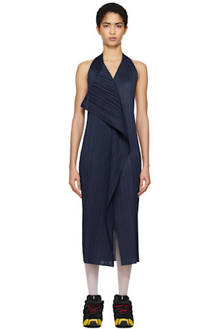 PLEATS PLEASE ISSEY MIYAKE - 네이비 먼슬리 컬러 노벰버 맥시 드레스 | SSENSE
