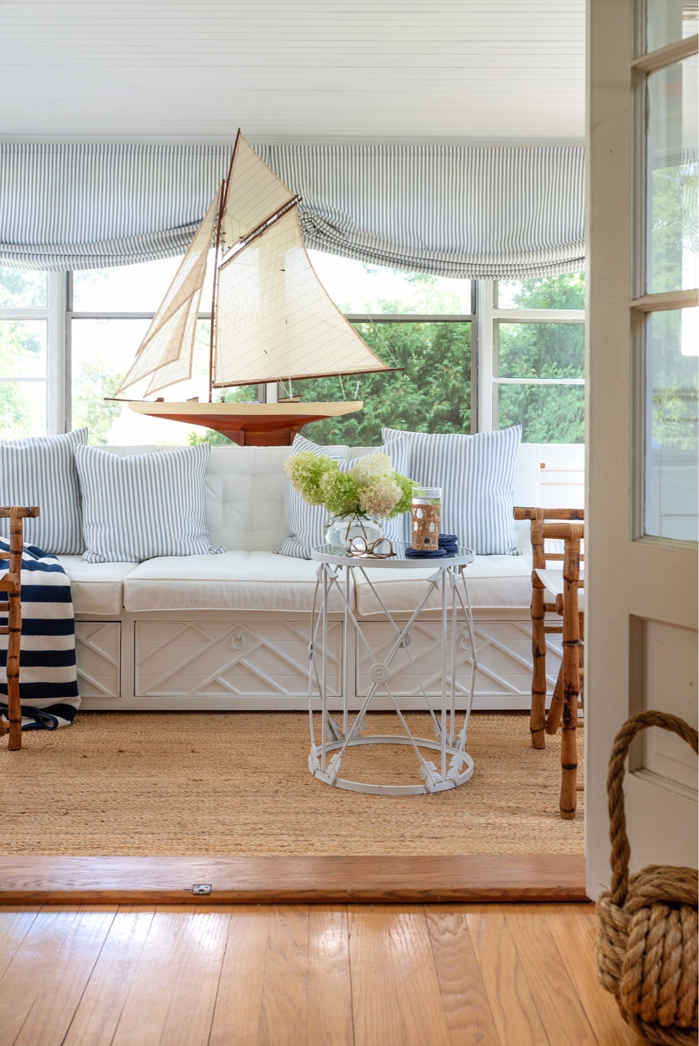 New relaxed blue sailor stripe Roman shades and matching pillows I just added to our sunroom. Use code KRISTYNEWENGLAND to save 22% off your purchase.

#LTKHome #LTKSaleAlert #LTKOver40