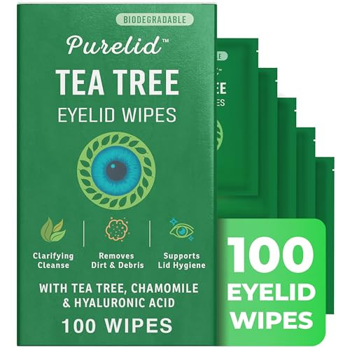 PURELID 100PCs Tea Tree Eyelid Wipes – Cleaning Eye Wipes for People with Dry Eyes & Allergies – Gentle Eyelid Cleanser with Hyaluronic Acid, Chamomile and Aloe – Individually Wrapped & Biodegradable | Amazon (US)