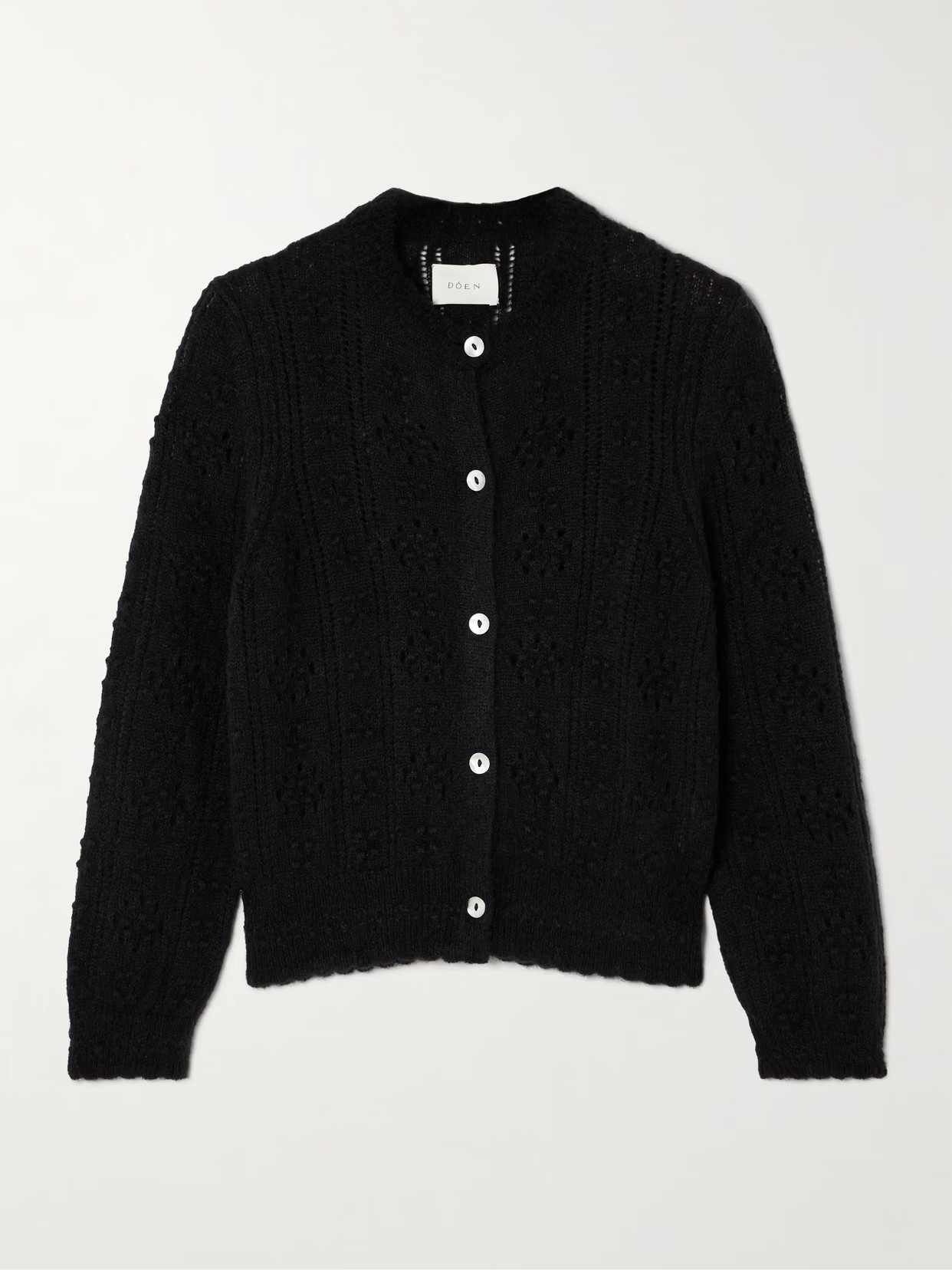 DÔEN - Cassidy Pointelle-knit Alpaca-blend Cardigan - Black | NET-A-PORTER (US)