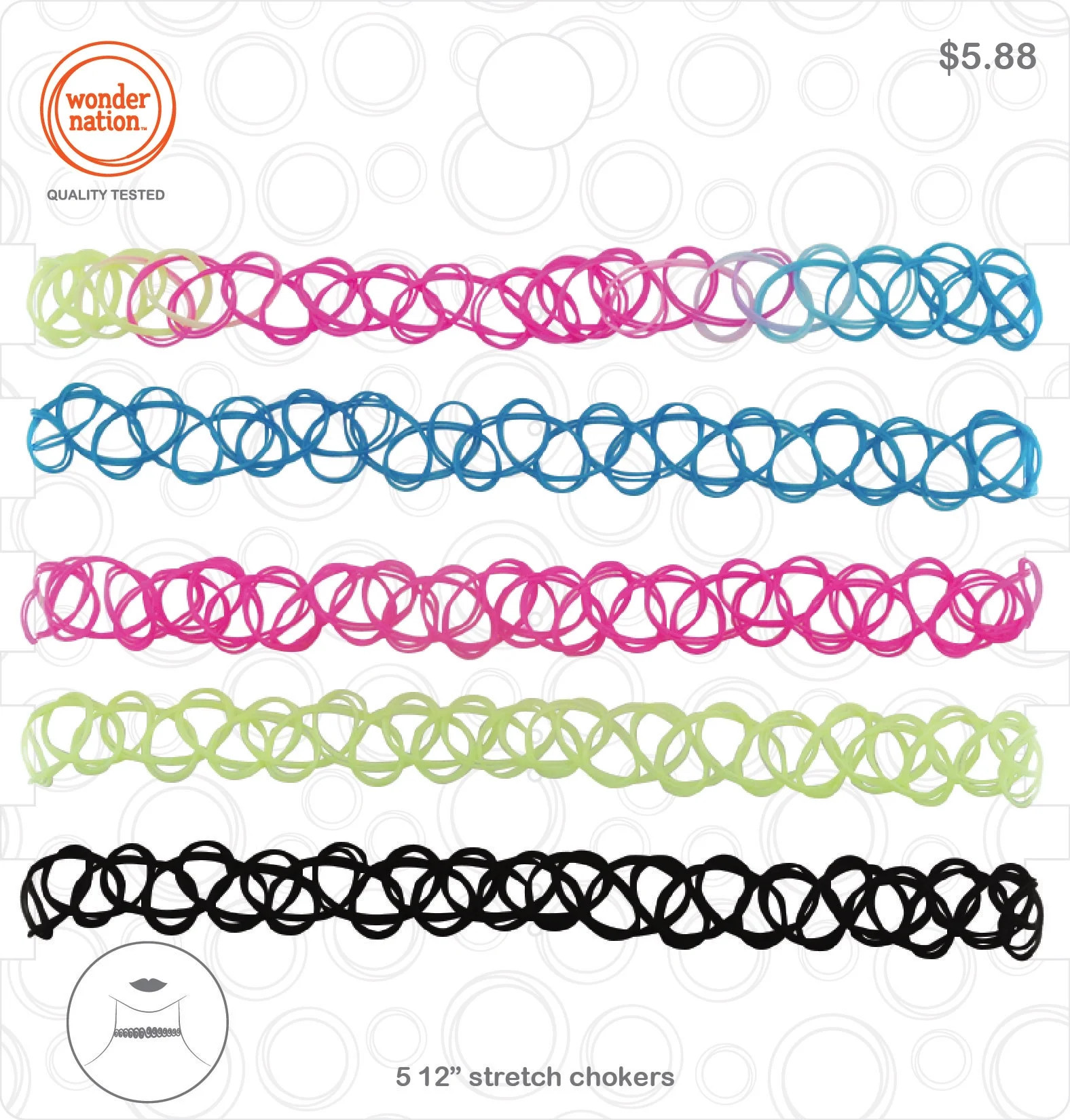 Wonder Nation Kids Tattoo Chokers, 5 Pack Multi-color | Walmart (US)