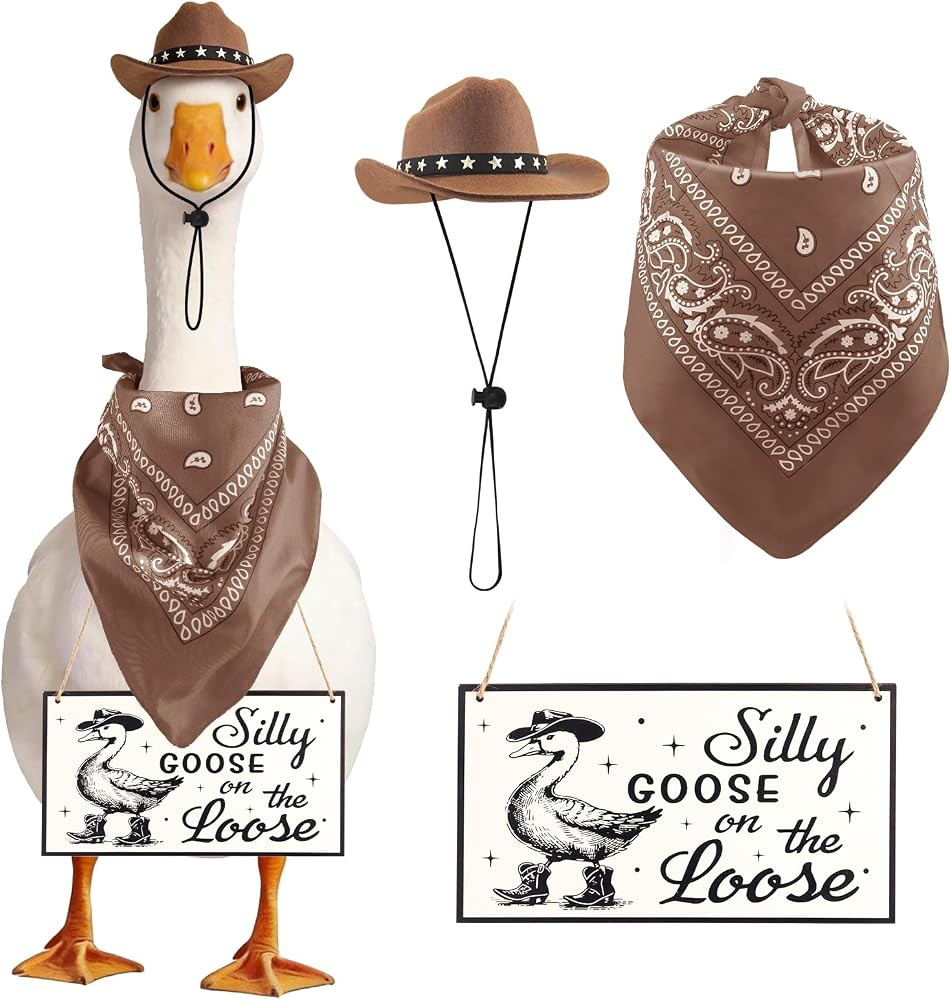 FunMular Funny Porch Goose Outfits-Porch Goose Clothes Accessories for 17"/23" Lawn Cement Plasti... | Amazon (US)