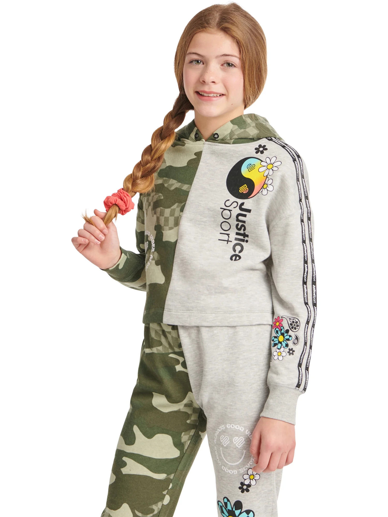 Justice Girls J-Sport Split Colorblock Sweatshirt, Sizes XS-XLP - Walmart.com | Walmart (US)