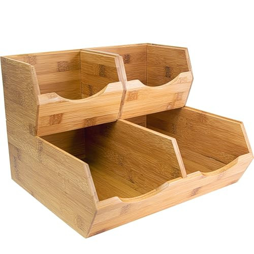 HOMESTEAD Bamboo Pantry Storage Bins – Potato & Onion Storage Bin for Pantry Organizers, Produce Organizer Set of 3 – Slide out Bin Access | Amazon (US)