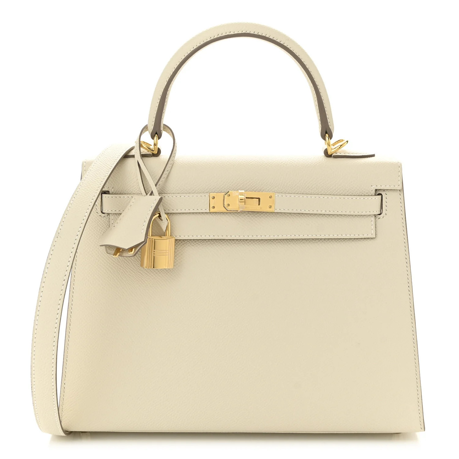 Hermes Epsom Kelly Sellier 25 Craie 1760192 | FASHIONPHILE (US)
