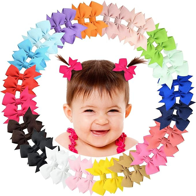 ALinmo Baby Hair Clips 2" Baby Girls Clips Fully Lined Baby Bows Tiny Hair Bows Alligator Clips f... | Amazon (US)