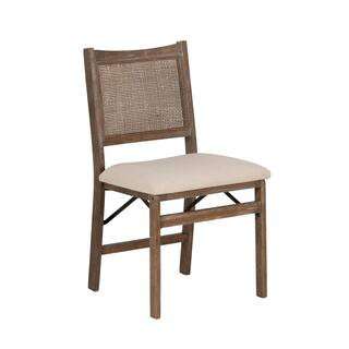 Linon Home Decor Lewis Cane Back Brown Fabric Seat Folding Dining Side Chair THD05051 - The Home ... | The Home Depot
