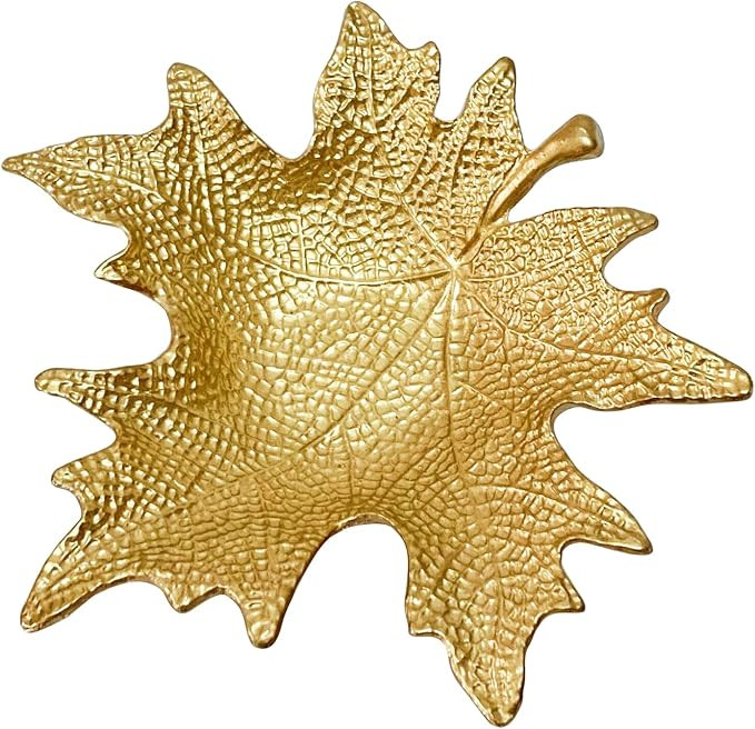 Metal Jewelry Dish, Small Leaf Shaped Ring Holder Jewelry Organizer, Trinket Dish Vanity Tray for... | Amazon (US)