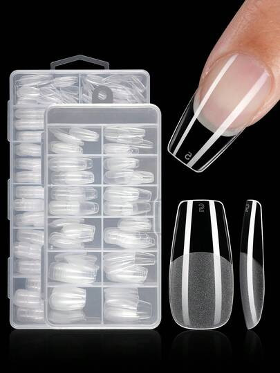 120/600PCS Medium Square Nail Tip Soft Gel Transparent Gel Nail Tip Semi-Matte Full Coverage Nail... | SHEIN
