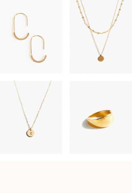 Gold earrings, gold layer necklace, initial necklace, gold ring, jewelry, minimalistic jewelry, statement pieces, hoops

#LTKstyletip #LTKunder100 #LTKunder50