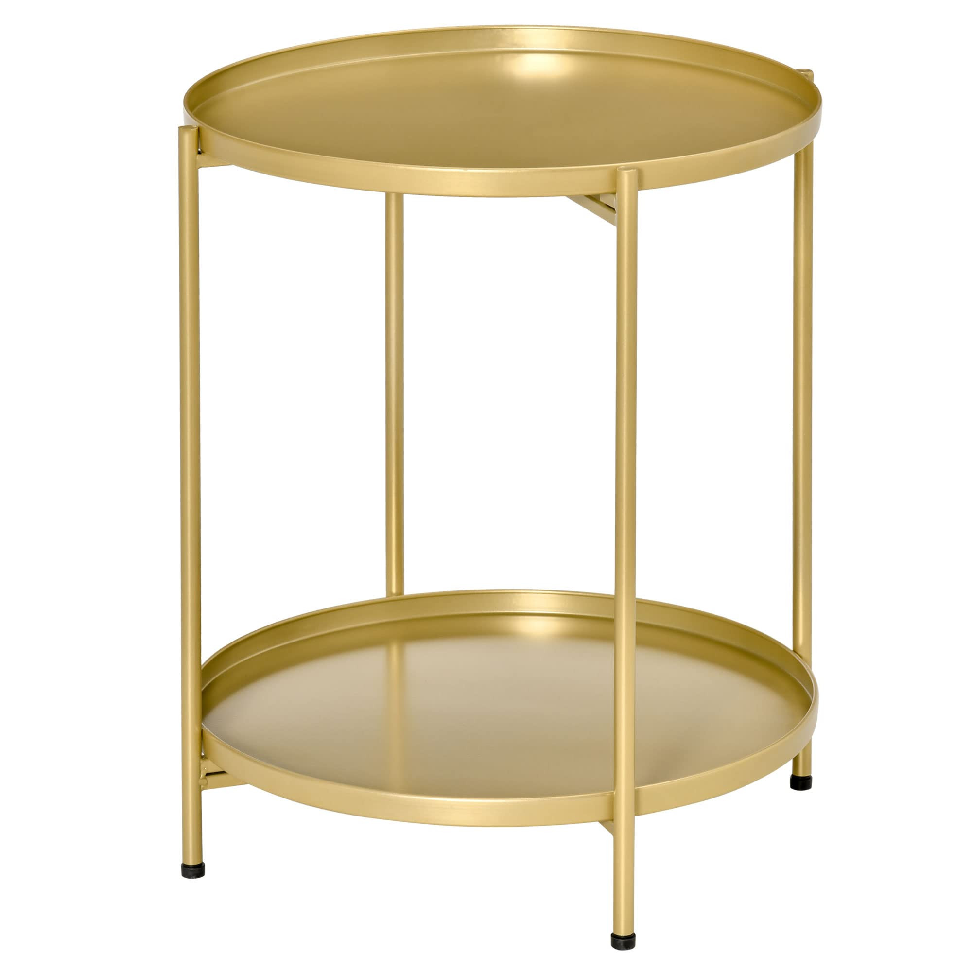 HOMCOM 2-Tier Gold End Table, Round Sofa Side Table for Small Spaces, Accent Table with Removable... | Amazon (CA)