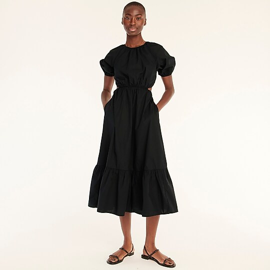 Side-cutout cotton poplin dress | J. Crew US