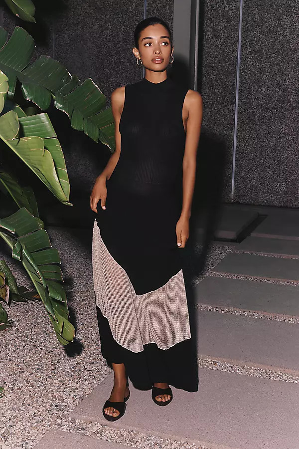 Sheer Panel Midi Dress | Anthropologie (US)