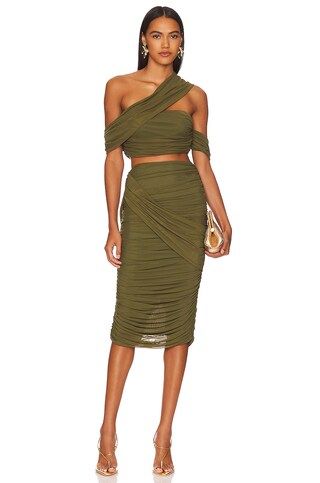 Andrea Iyamah x REVOLVE Vani Midi Skirt in Olive from Revolve.com | Revolve Clothing (Global)