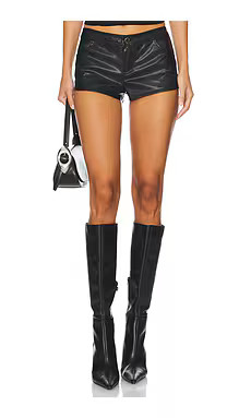 superdown Gianna Faux Leather Shorts in Black from Revolve.com | Revolve Clothing (Global)
