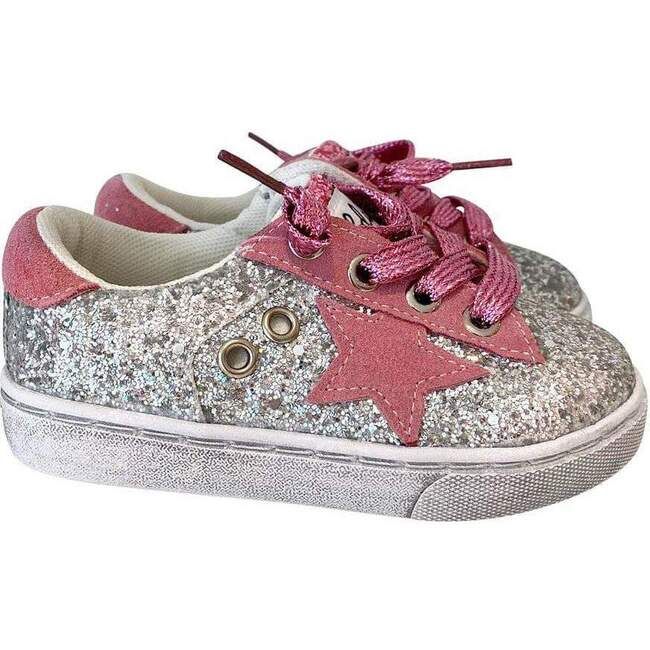 Glitter Pink Star Sneakers, Pink | Maisonette