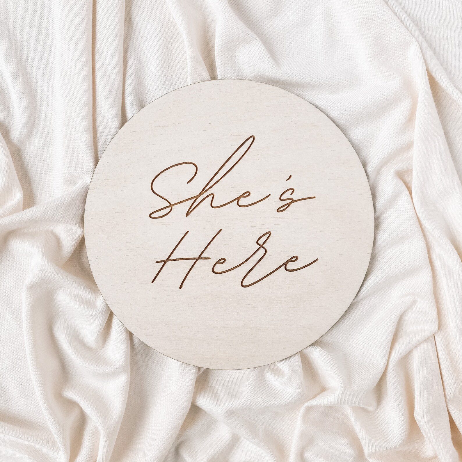 Hes Here Modern Birth Announcement  Shes Here Engraved | Etsy | Etsy (US)