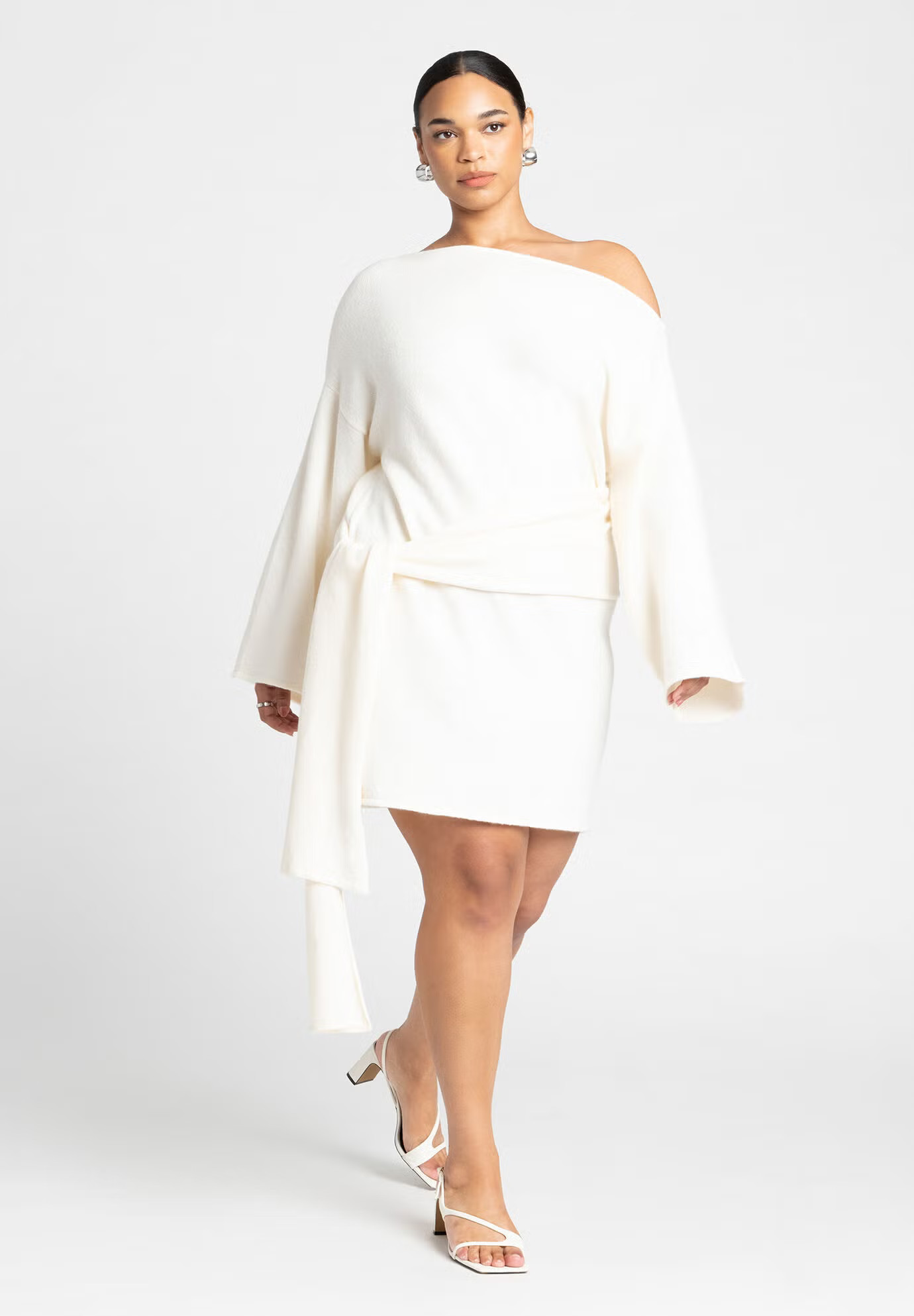 Sweater Mini Dress With Waist Tie | Eloquii