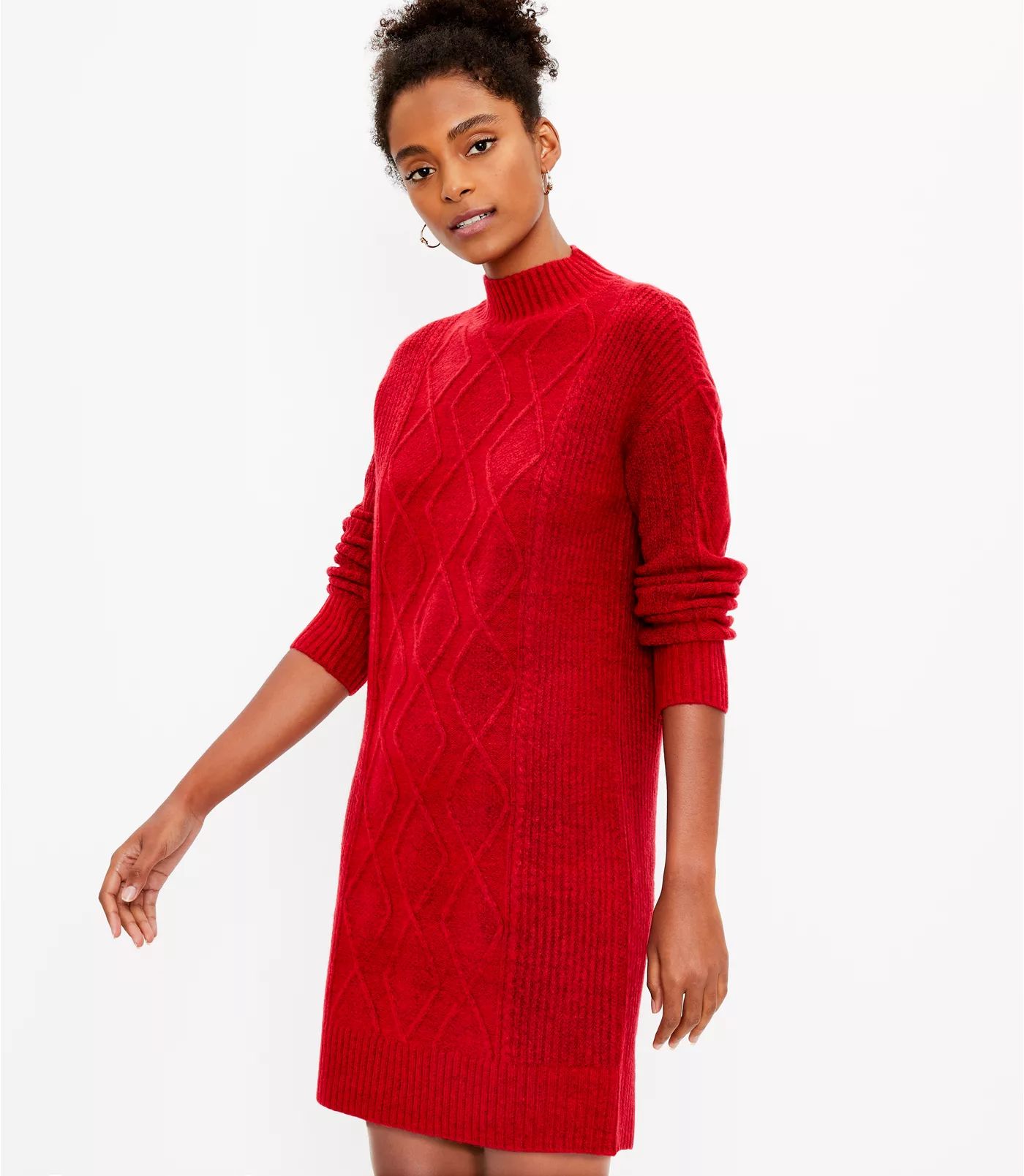 Cable Turtleneck Sweater Dress | LOFT | LOFT