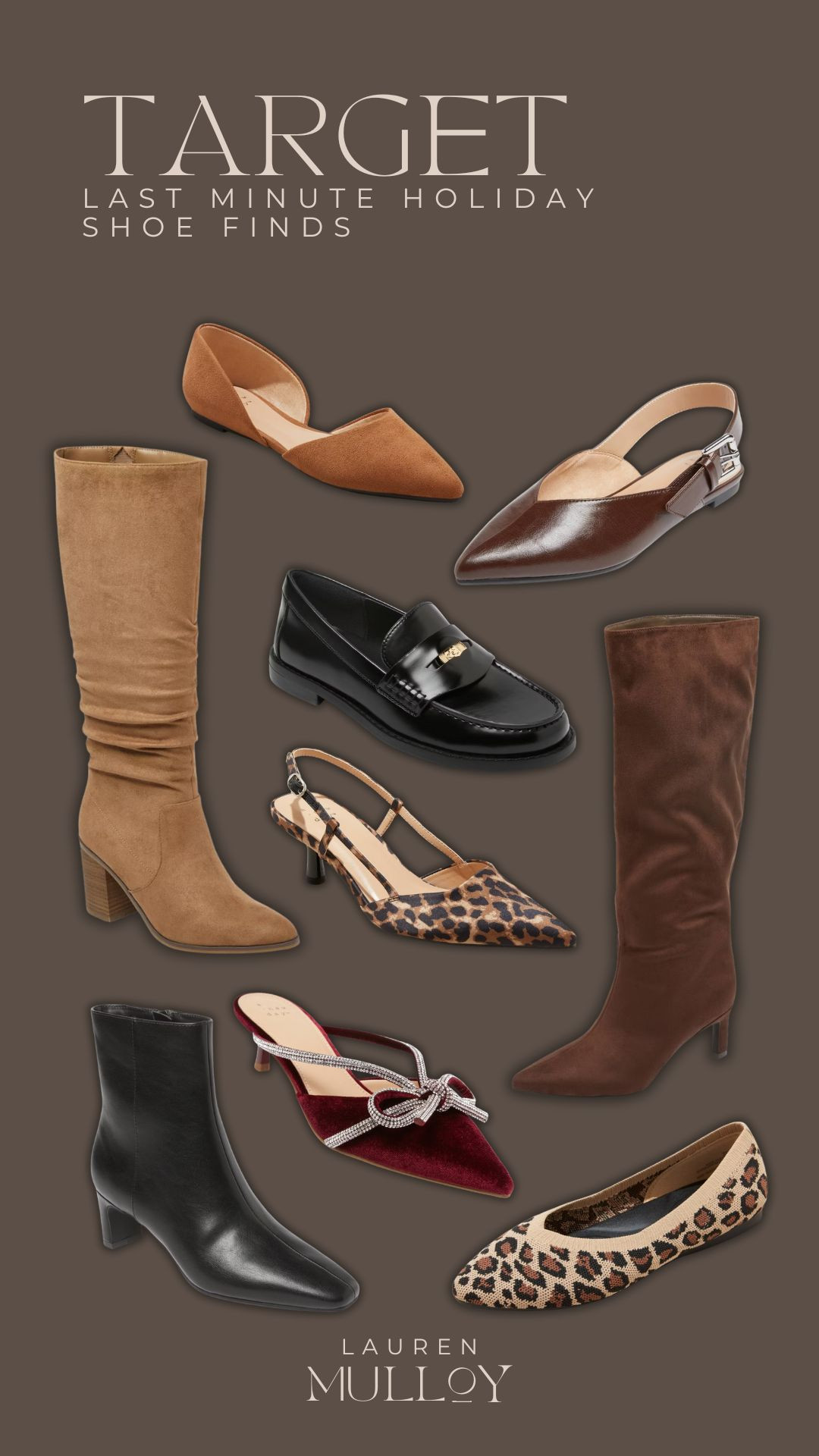 Last minute holiday shoe finds from Target!

holiday fashion, boots, booties, heels, kitten heels, flats, target fashion, gifts for her, lauren mulloy 

 #LTKHoliday #LTKSeasonal #LTKSaleAlert