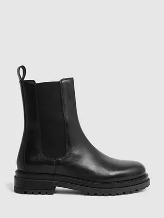 Reiss Thea Leather Chelsea Boots, Black | John Lewis (UK)