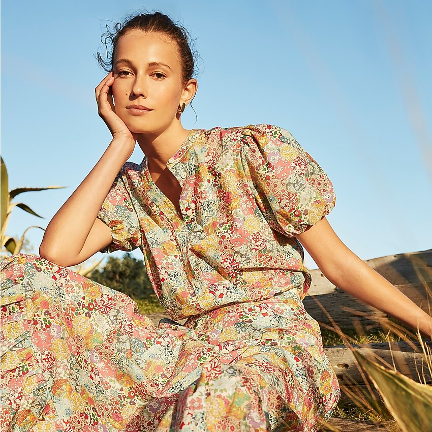 Classic-fit short puff-sleeve top in Liberty® Patchwork Dream floral | J. Crew US