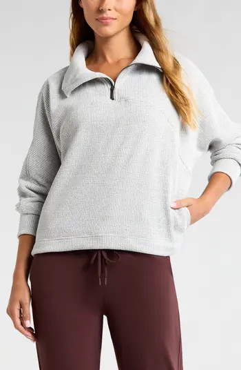 Zella Half Zip Waffle Stitch Sweatshirt | Nordstrom | Nordstrom