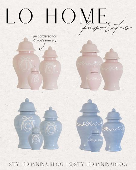 Lo home monogrammed ceramic jars - classic nursery decor - shelf decor - baby boy nursery - baby girl nursery - elegant decor


#LTKbaby #LTKunder100 #LTKhome