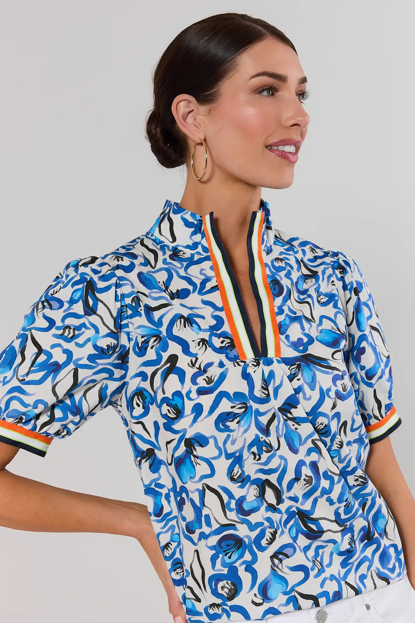 Vanessa Blue Floral Print Top | Avara