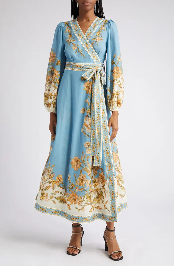 Floral Print Long Sleeve Cotton Chintz Wrap Dress | Nordstrom