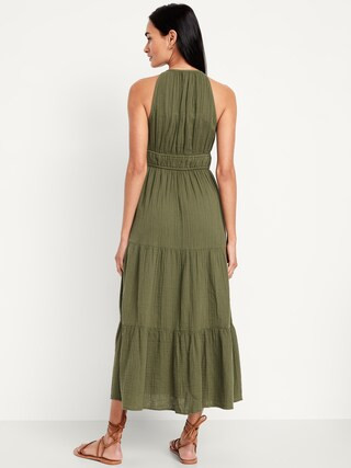 Fit & Flare Crinkle Gauze Maxi Dress | Old Navy (US)