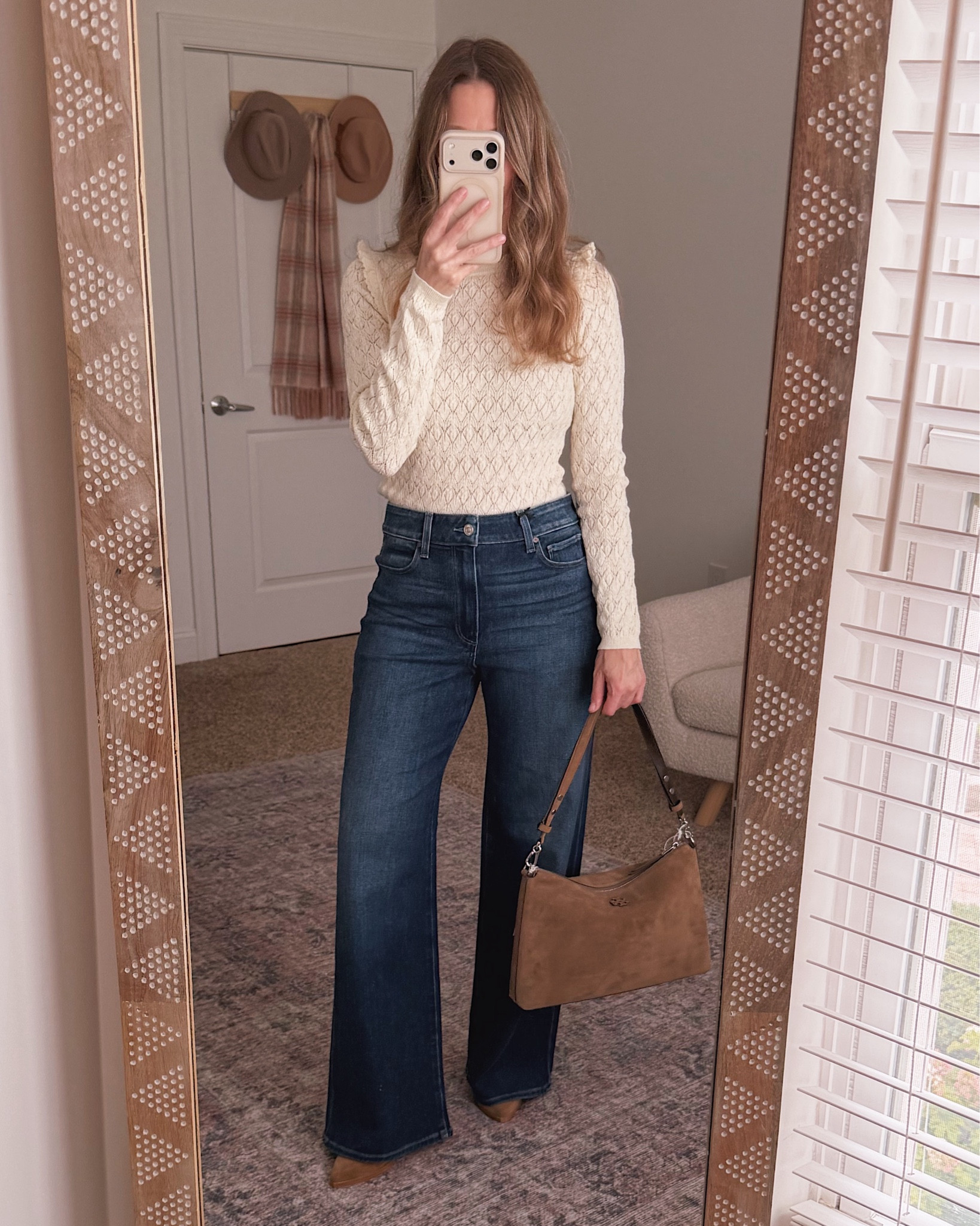This cream pointelle top paired with wide leg jeans is giving all the fall outfit vibes, from the Nordstrom Anniversary NSale so you already know it's worth every penny! 

 #LTKSeasonal #LTKOver40 #LTKSaleAlert