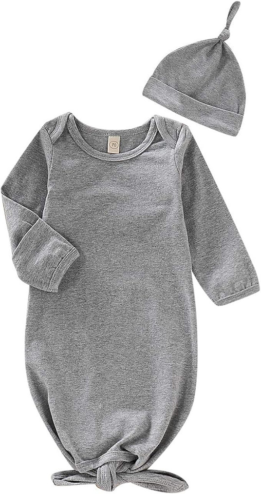 Baby Gown Newborn Cotton Nightgown Long Sleeve Stripe Baby ...