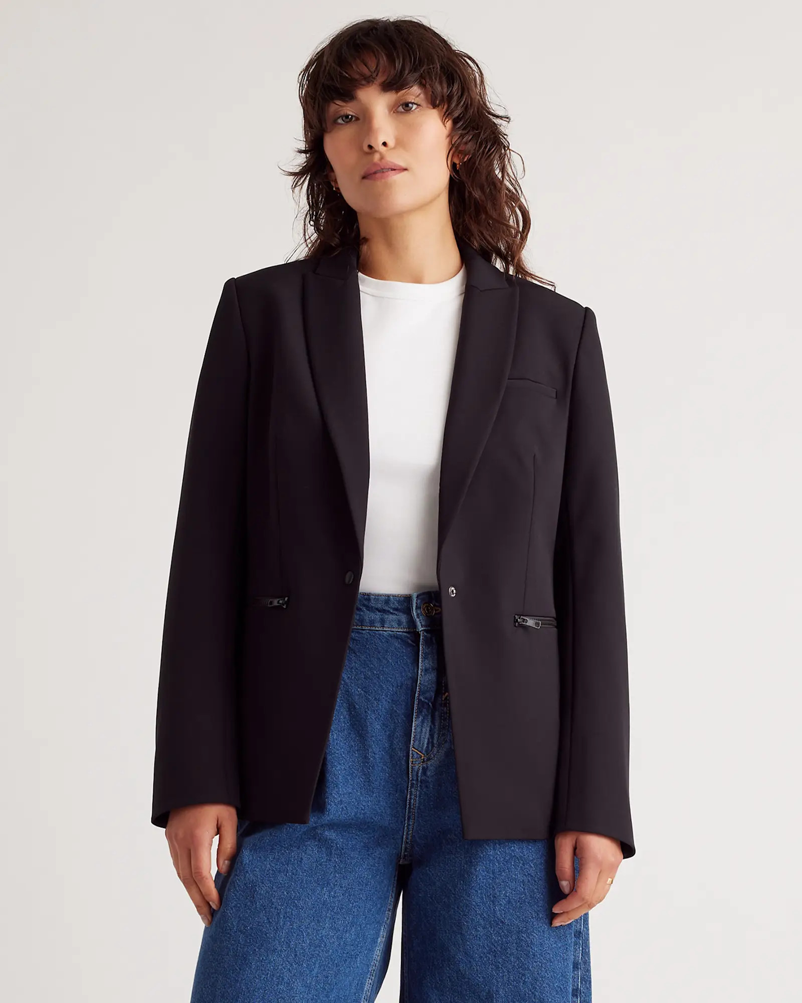 Scuba Single-Breasted Convertible Blazer in Black | Quince
