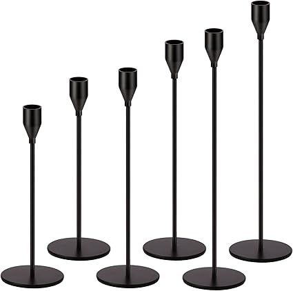 Matte Black Candle Holders Black Candlestick Holders Metal Candle Holder for Wedding, Dinning, Pa... | Amazon (US)