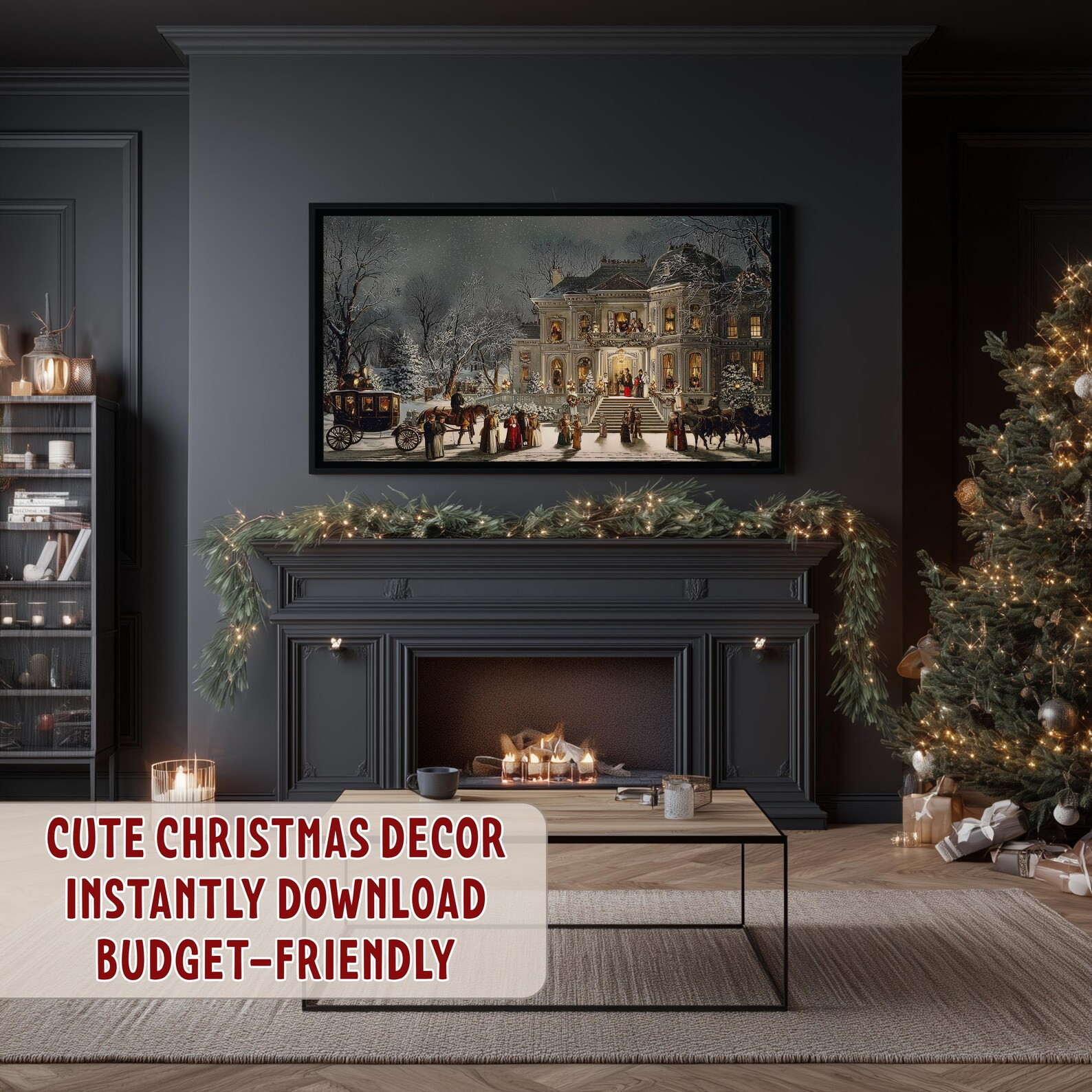 Christmas Frame TV Art Vintage Painting Winter Landscape Village Christmas Eve TV Screensaver Ins... | Etsy (US)