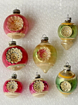 Vintage Shiny Brite Double Indent Glass Christmas Ornaments 3 sizes Multi-Color | eBay US